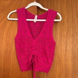 Mahina Fuchsia Crochet Crop Top